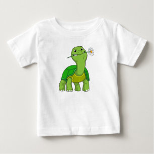 Turtle with Flower Daisy Baby T-Shirt