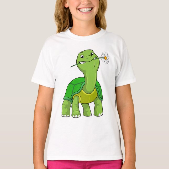 Turtle with Flower Daisy T-Shirt (Front)