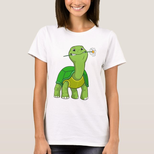 Turtle with Flower Daisy T-Shirt (Front)