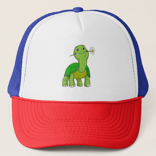 Turtle with Flower Daisy Trucker Hat (Front)
