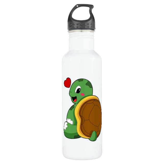 Turtle with Heart 710 Ml Water Bottle (Front)