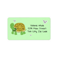 Turtle with Hearts Green Address Label