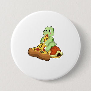 Turtle with Pizza 3 Inch Round Button