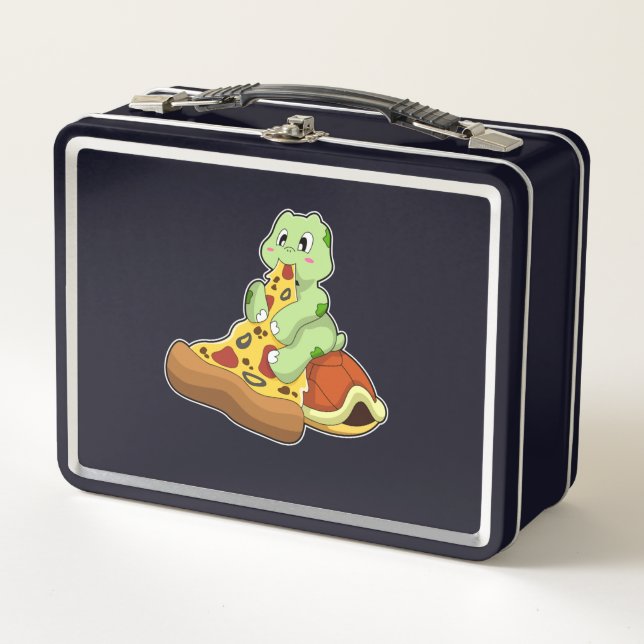 Turtle with Pizza Metal Lunch Box (Front)