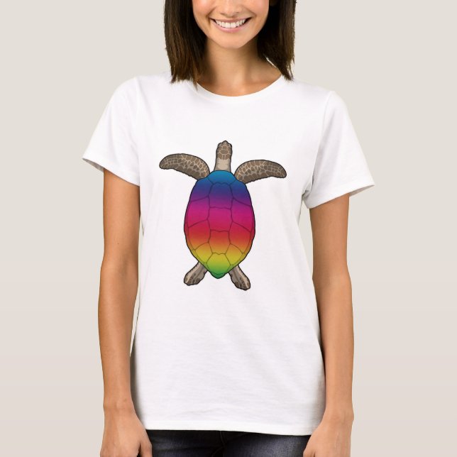Turtle with Rainbow Colors T-Shirt (Front)