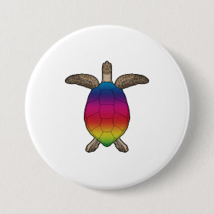 Turtle with Rainbow Colours 3 Inch Round Button