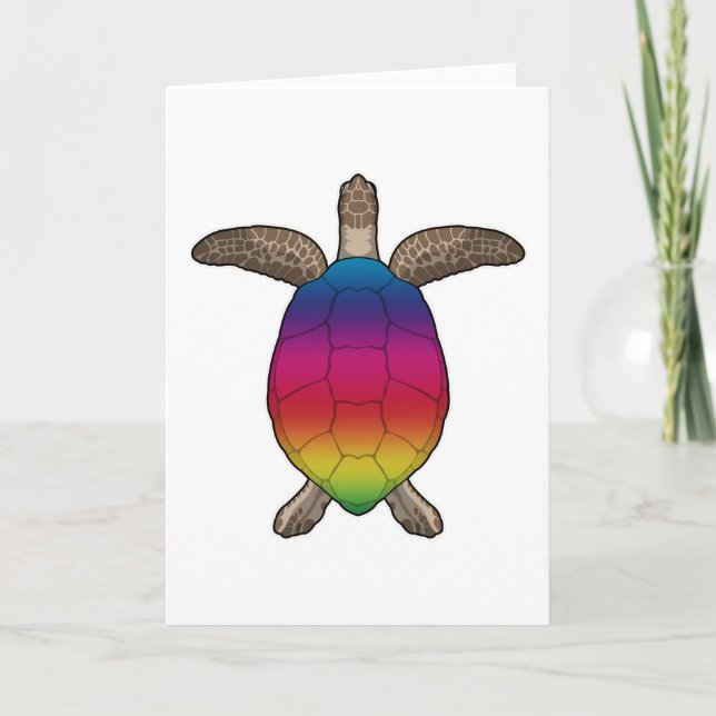 Turtle with Rainbow Colours Card (Front)