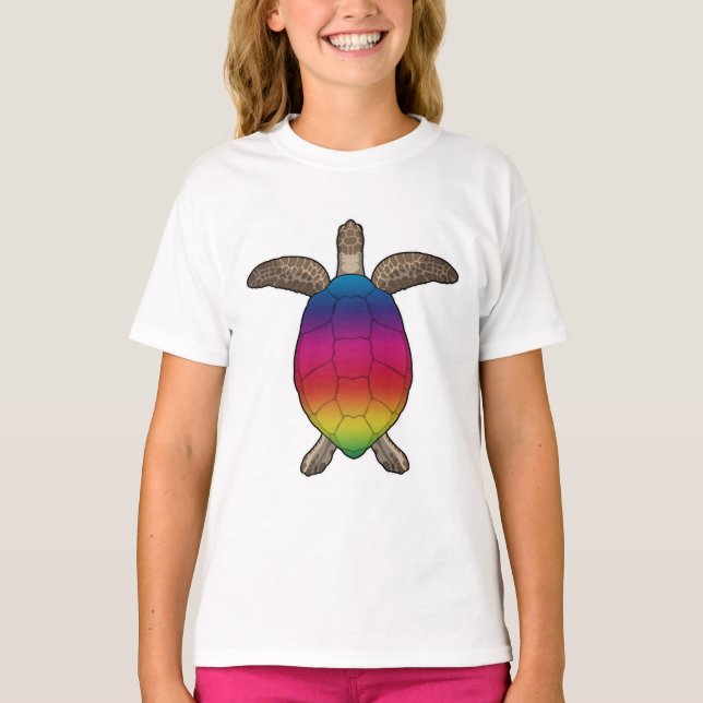 Turtle with Rainbow Colours T-Shirt (Front)