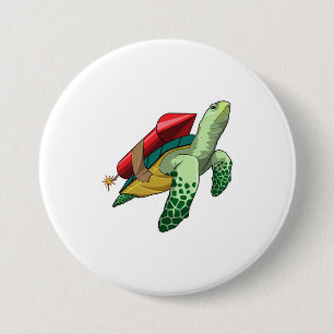 Turtle with Rocket 3 Inch Round Button