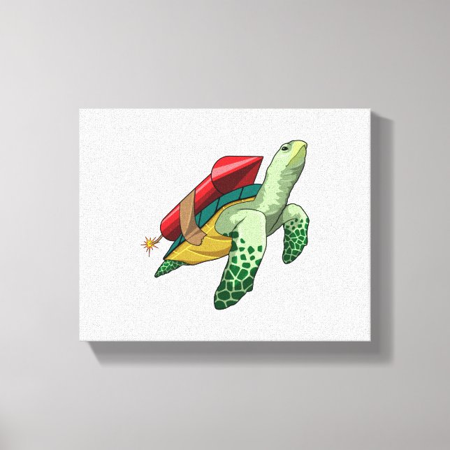 Turtle with Rocket Canvas Print (Front)