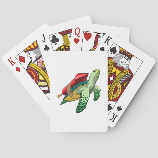 Turtle with Rocket Playing Cards (Back)