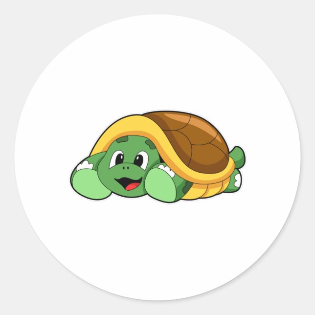 Turtle with Shell as Blanket Classic Round Sticker (Front)