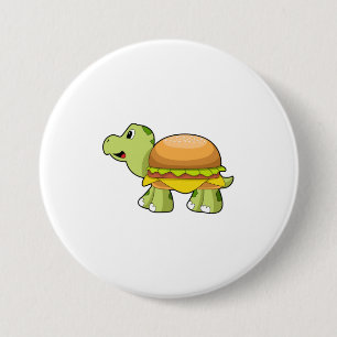 Turtle with Shell as Burger.PNG 3 Inch Round Button