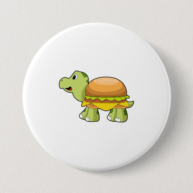 Turtle with Shell as Burger.PNG 3 Inch Round Button (Front)