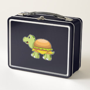 Turtle with Shell as Burger.PNG Metal Lunch Box