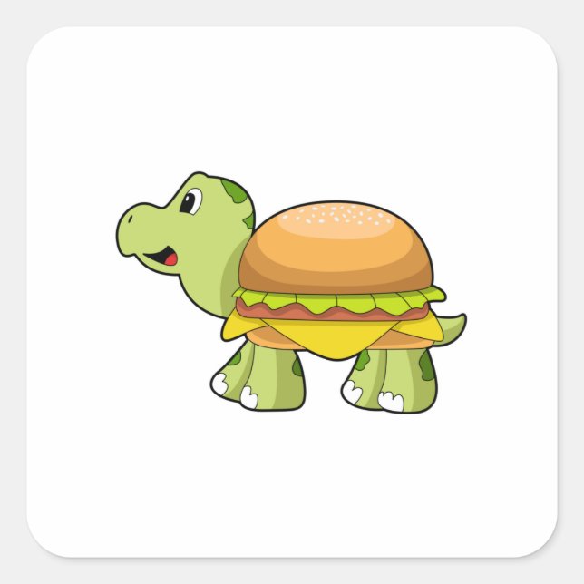 Turtle with Shell as Burger.PNG Square Sticker (Front)