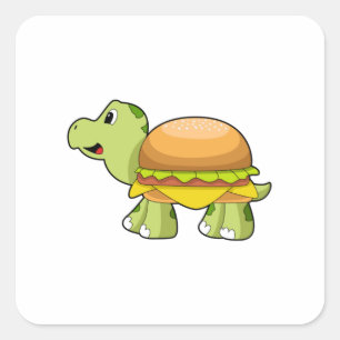 Turtle with Shell as Burger.PNG Square Sticker