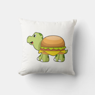 Turtle with Shell as Burger.PNG Throw Pillow