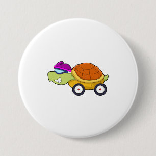 Turtle with Shell as Car 3 Inch Round Button