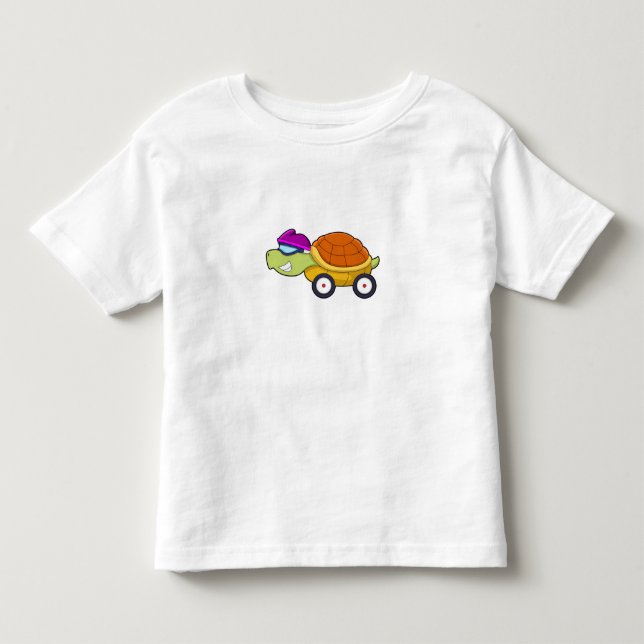 Turtle with Shell as Car Toddler T-shirt (Front)