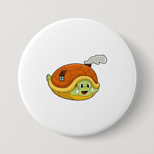 Turtle with Shell as House 3 Inch Round Button