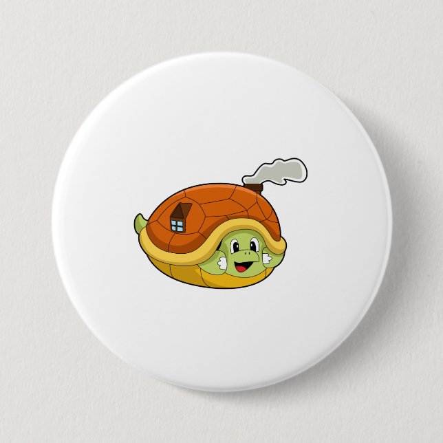 Turtle with Shell as House 3 Inch Round Button (Front)