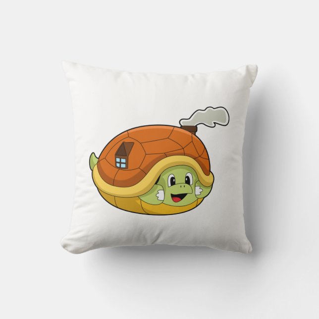 Turtle with Shell as House Throw Pillow (Front)