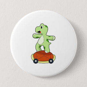 Turtle with Shell as Skateboard 3 Inch Round Button