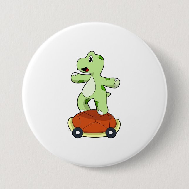 Turtle with Shell as Skateboard 3 Inch Round Button (Front)