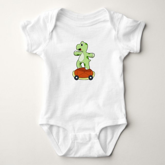 Turtle with Shell as Skateboard Baby Bodysuit (Front)