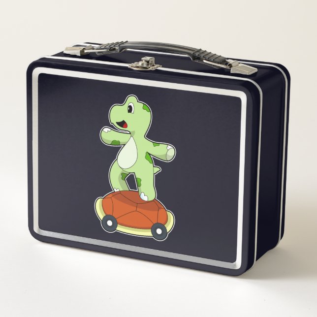 Turtle with Shell as Skateboard Metal Lunch Box (Front)