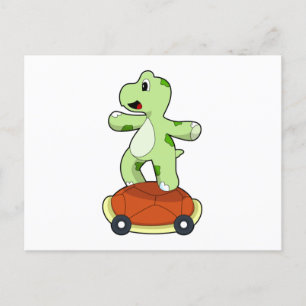 Turtle with Shell as Skateboard Postcard