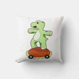 Turtle with Shell as Skateboard Throw Pillow