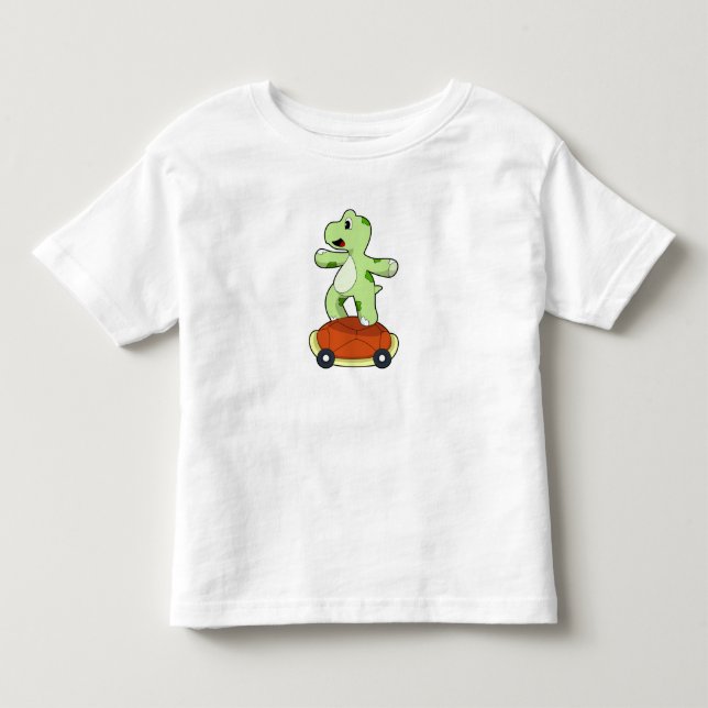 Turtle with Shell as Skateboard Toddler T-shirt (Front)