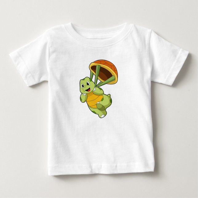 Turtle with Shell as Skydiver Baby T-Shirt (Front)