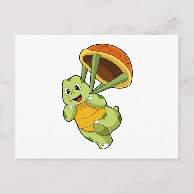 Turtle with Shell as Skydiver Postcard (Front)