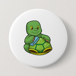 Turtle with Shell & Cleaning rag 3 Inch Round Button