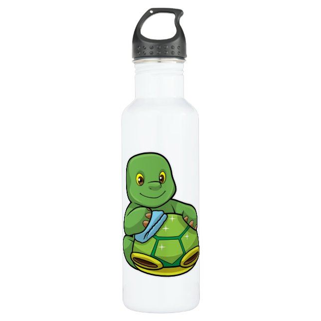 Turtle with Shell & Cleaning rag 710 Ml Water Bottle (Front)