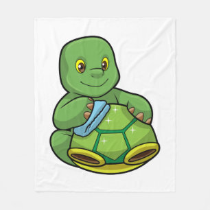 Turtle with Shell & Cleaning rag Fleece Blanket