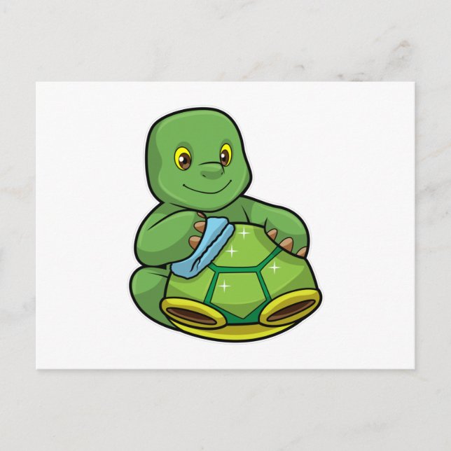 Turtle with Shell & Cleaning rag Postcard (Front)