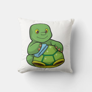 Turtle with Shell & Cleaning rag Throw Pillow
