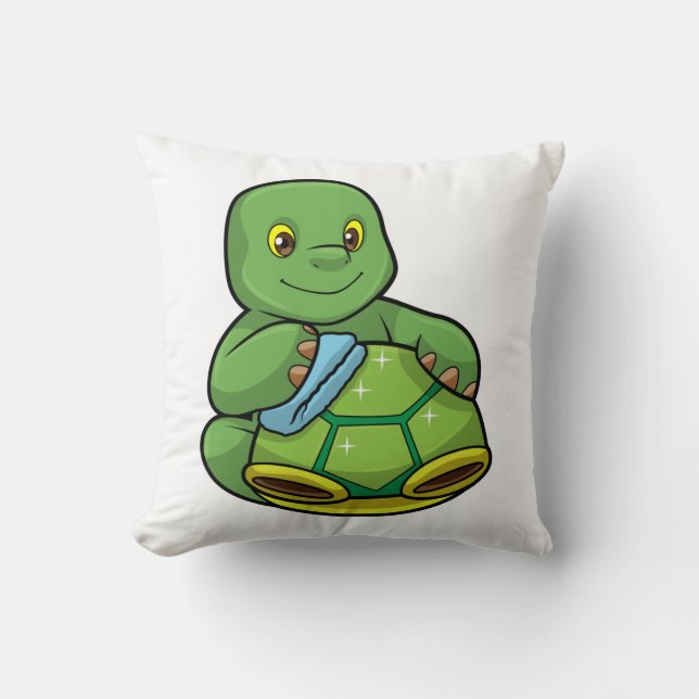 Turtle with Shell & Cleaning rag Throw Pillow (Front)