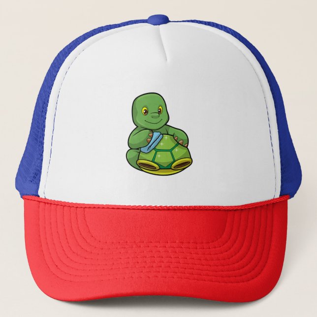 Turtle with Shell & Cleaning rag Trucker Hat (Front)