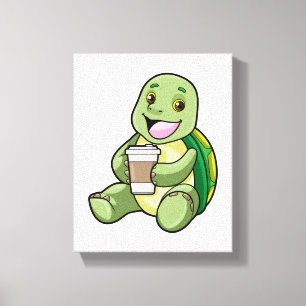 Turtle with Shell & Coffee to go Canvas Print
