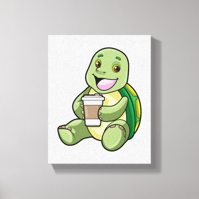Turtle with Shell & Coffee to go Canvas Print (Front)