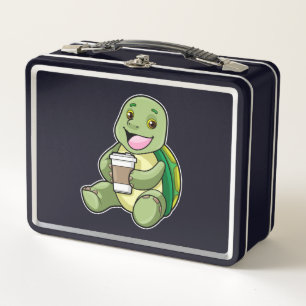 Turtle with Shell & Coffee to go Metal Lunch Box