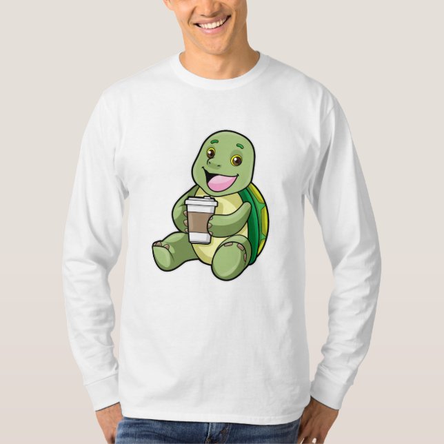 Turtle with Shell & Coffee to go T-Shirt (Front)