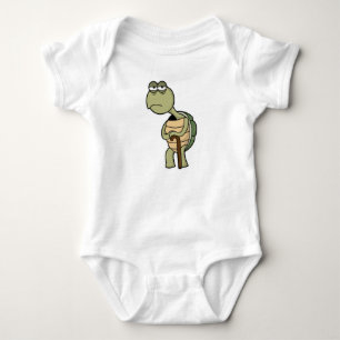 Turtle with Shell & Walking stick Baby Bodysuit