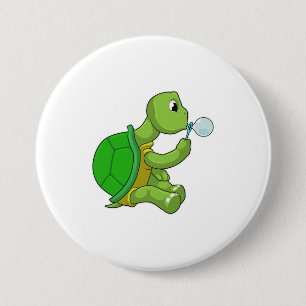 Turtle with Soap bubbles 3 Inch Round Button