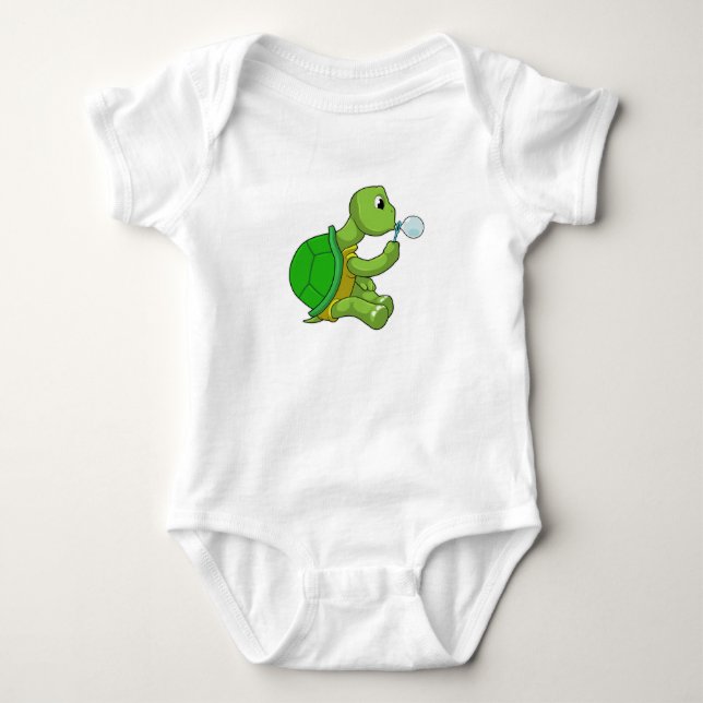 Turtle with Soap bubbles Baby Bodysuit (Front)